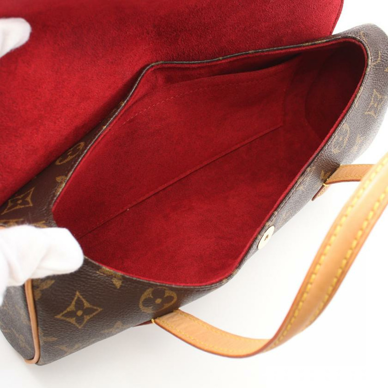 【日本直送】中古LOUIS VUITTON[AB]Sonatine 老花手提包 PVC 真皮 棕色-2