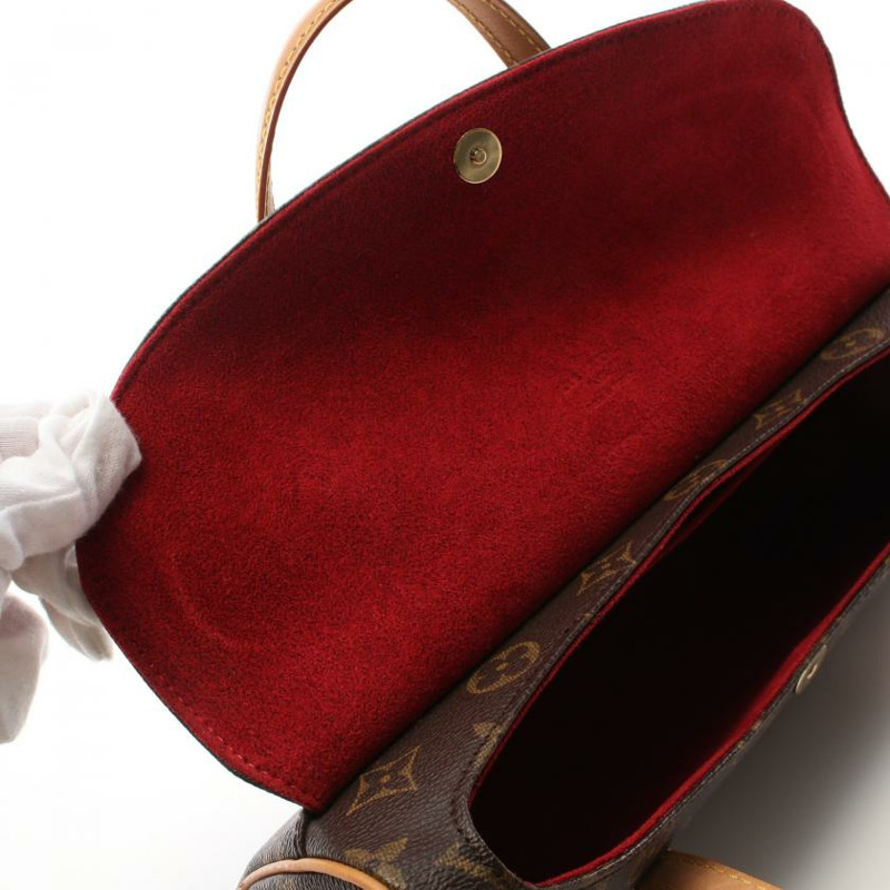 【日本直送】中古LOUIS VUITTON[AB]Sonatine 老花手提包 PVC 真皮 棕色-8