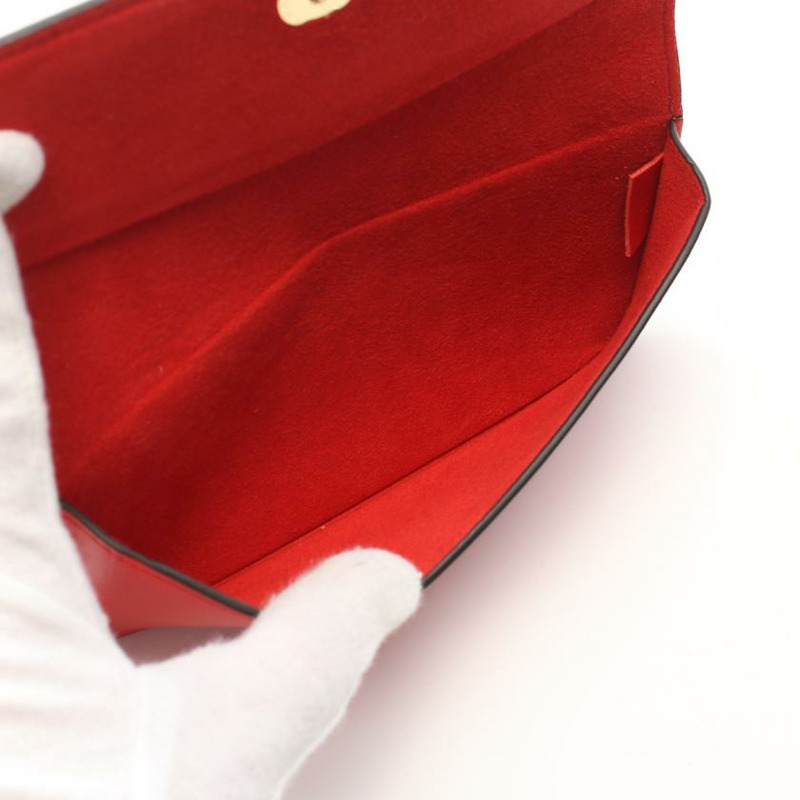 【日本直送】中古LOUIS VUITTON[A]Etui Lunettes Woody 老花 眼鏡盒 PVC 真皮 棕色 紅色-2