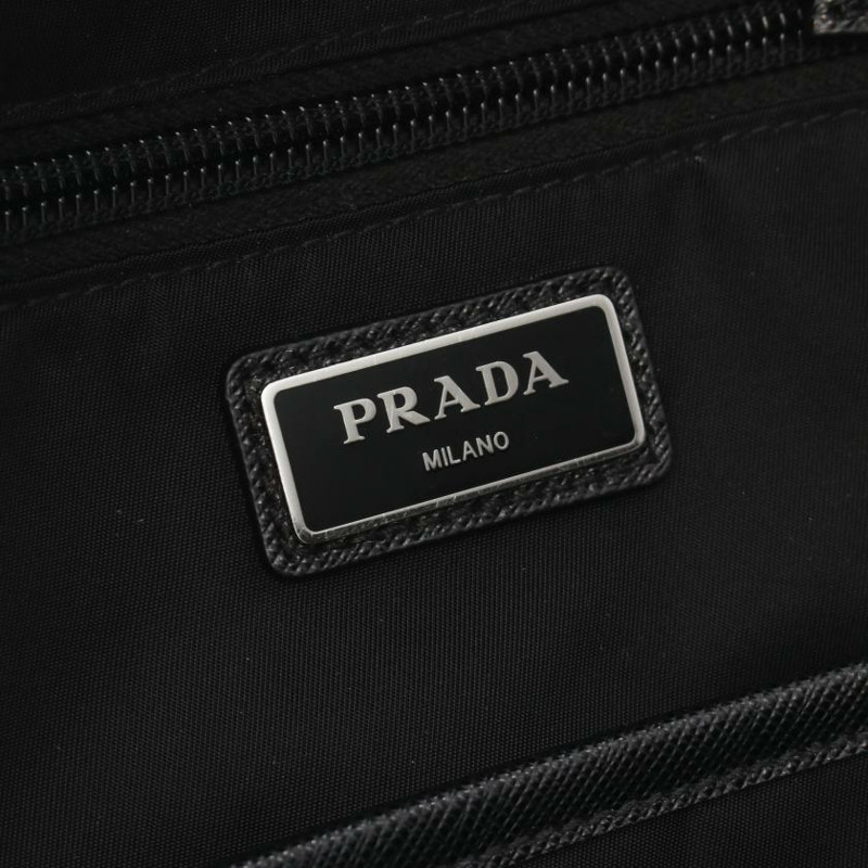 【日本直送】中古PRADA[B]TESSUTO 雙肩包尼龍 SAFFIANO皮 黑色-4