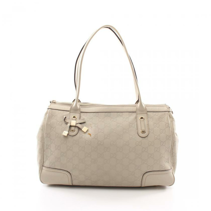 【日本直送】中古GUCCI[B]Princy Guccissima 肩包 真皮托特包 淺米色-0