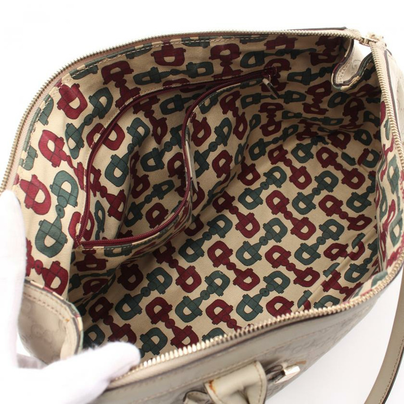 【日本直送】中古GUCCI[B]Princy Guccissima 肩包 真皮托特包 淺米色-2