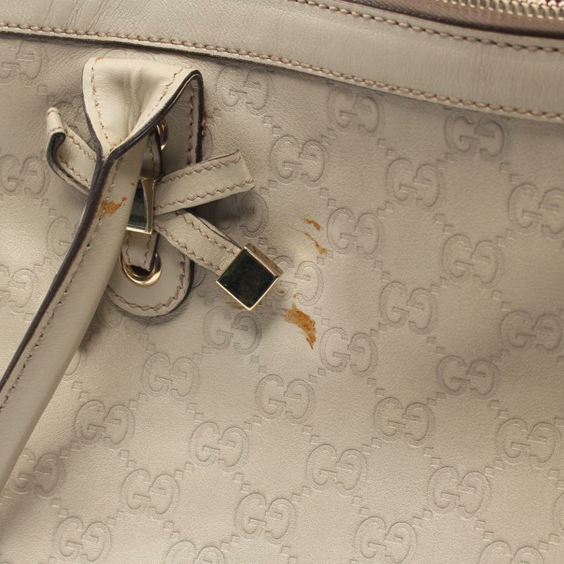 【日本直送】中古GUCCI[B]Princy Guccissima 肩包 真皮托特包 淺米色-5