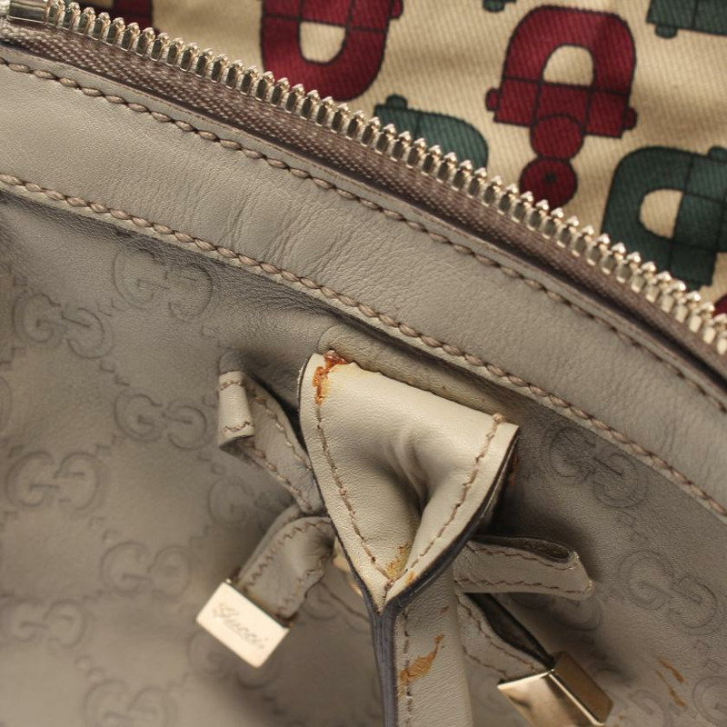 【日本直送】中古GUCCI[B]Princy Guccissima 肩包 真皮托特包 淺米色-6