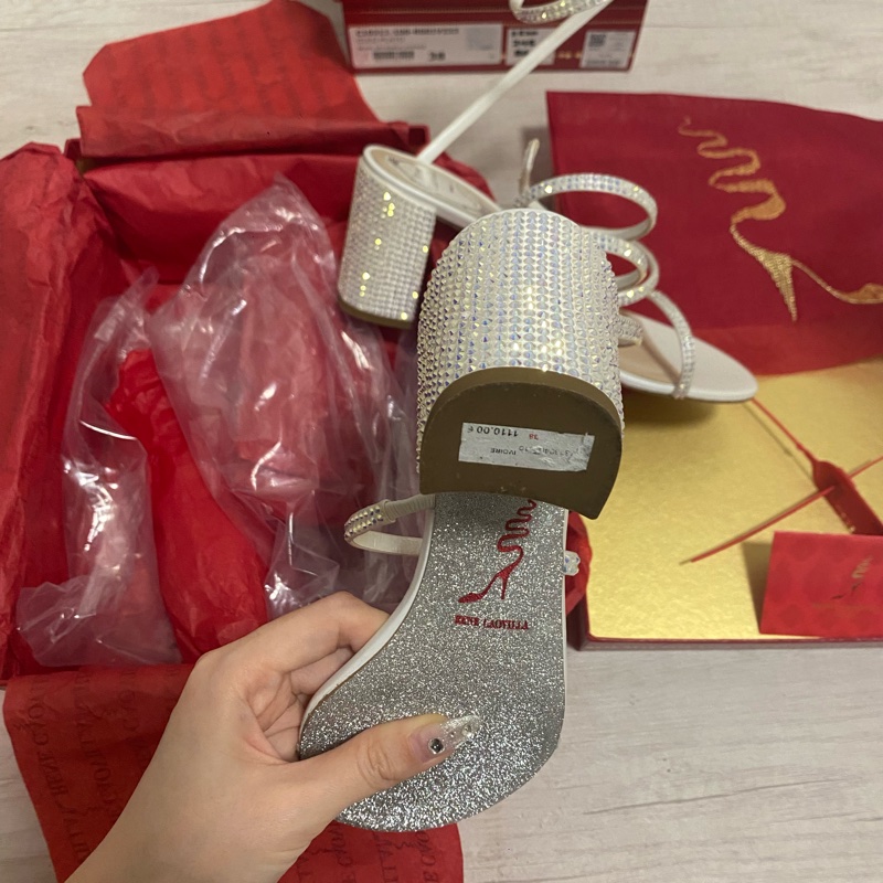 限時特價2萬6 全新正品Rene Caovilla RC Cleo蛇行纏繞白色粗根仙女鞋-3