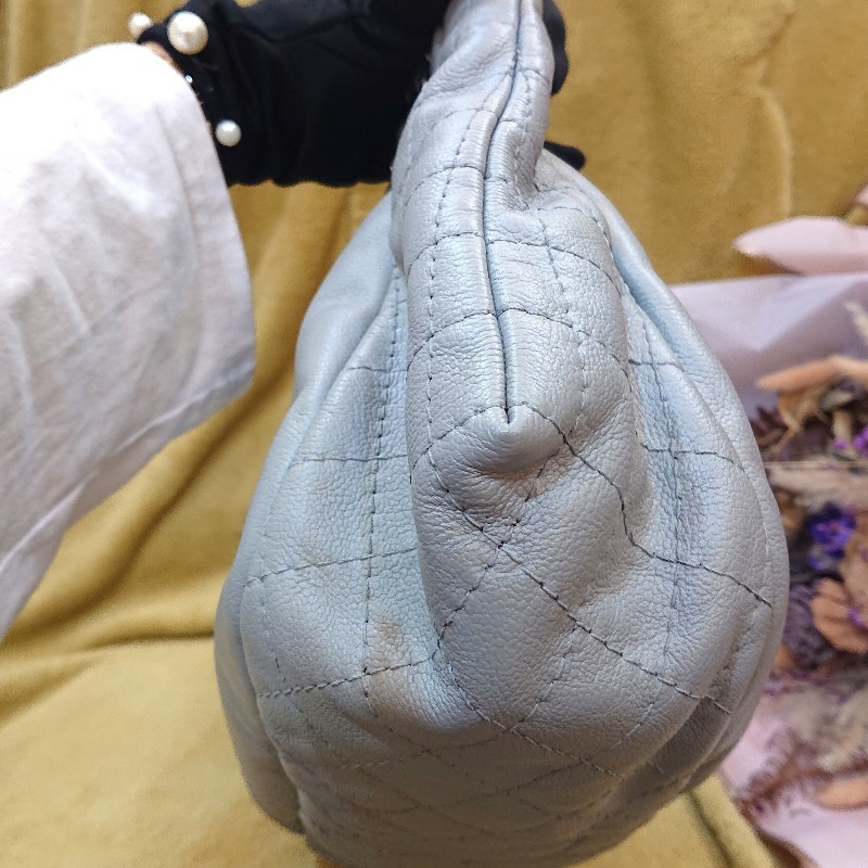 💕【近全新】Chanel 香奈兒 大雙C拼菱格紋 荔枝牛皮肩背包/托特包-5