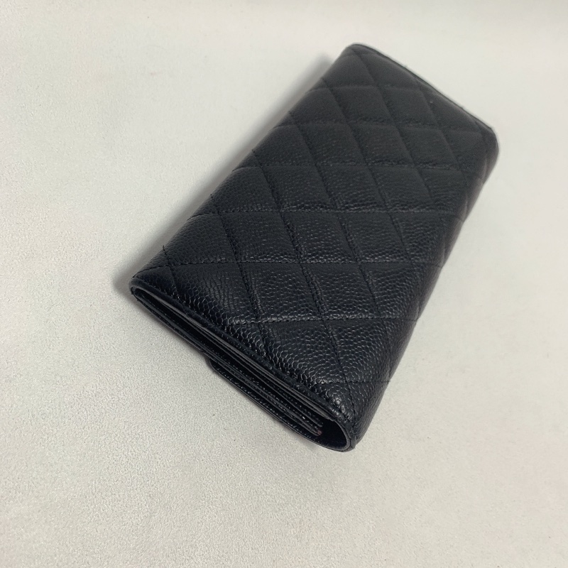Chanel經典黑色荔枝皮金釦長夾❤️-11