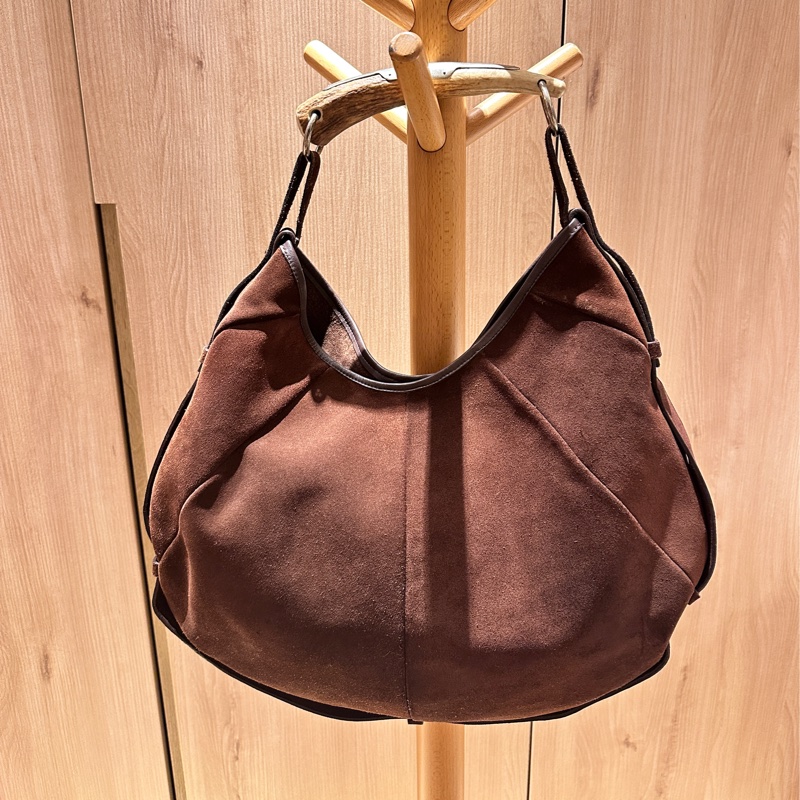 YSL  (Saint Laurent)聖羅蘭 巧克力色麂皮牛角肩包 手提包-10