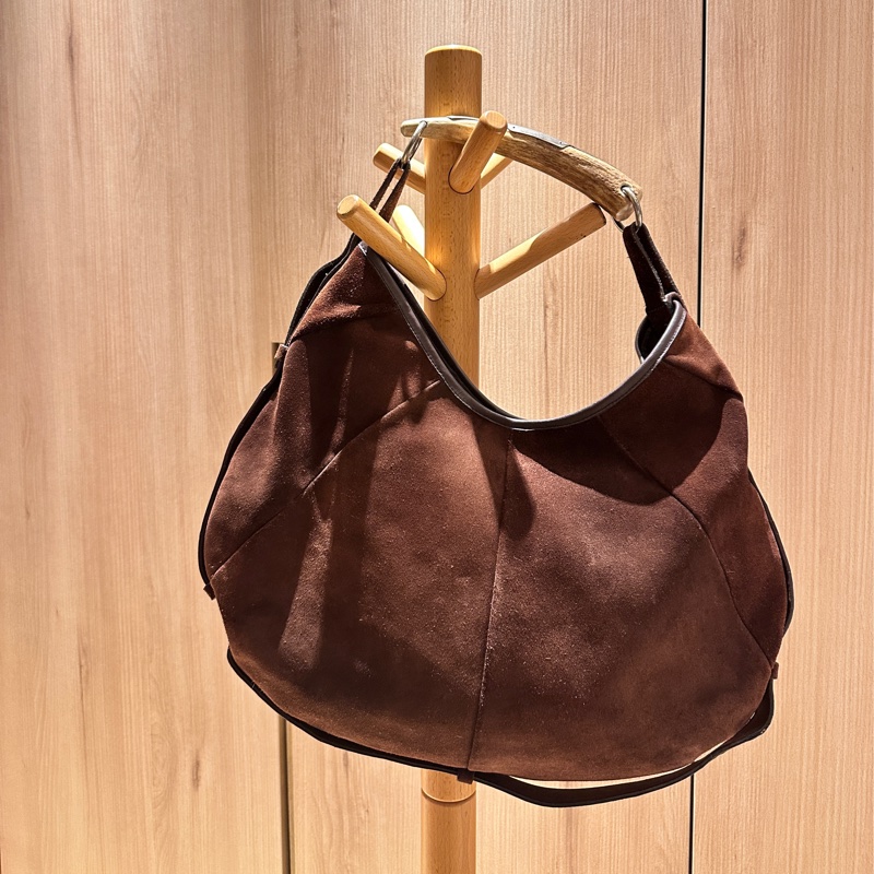 YSL  (Saint Laurent)聖羅蘭 巧克力色麂皮牛角肩包 手提包-13