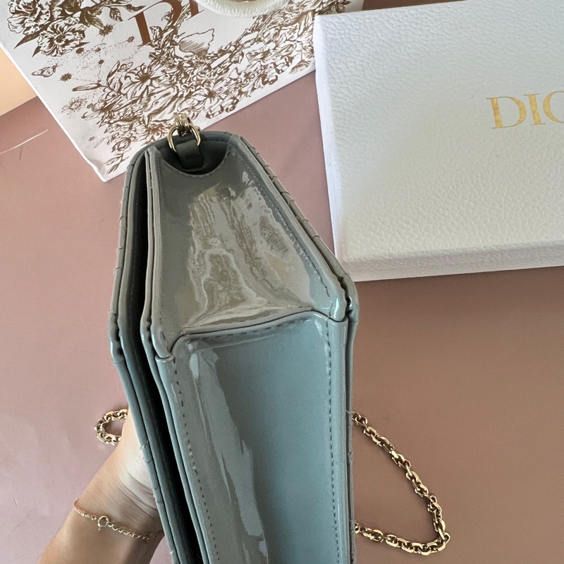 DIOR 漆皮 藤格紋 金鍊 WOC-5
