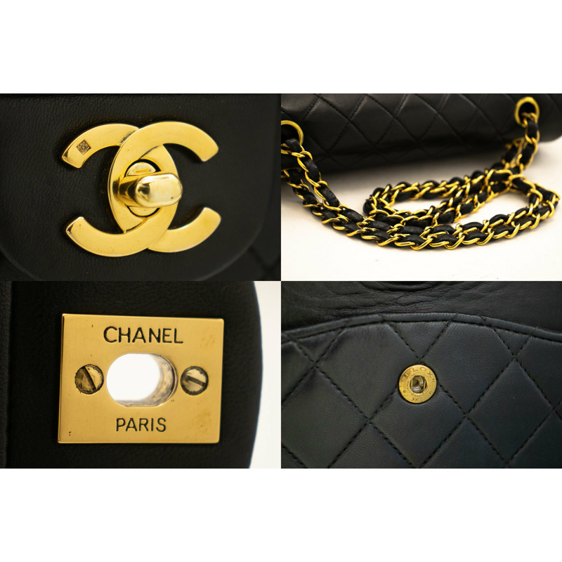 【日本直送】CHANEL 2.55 雙翻蓋中號鏈條單肩包黑色小羊皮-6
