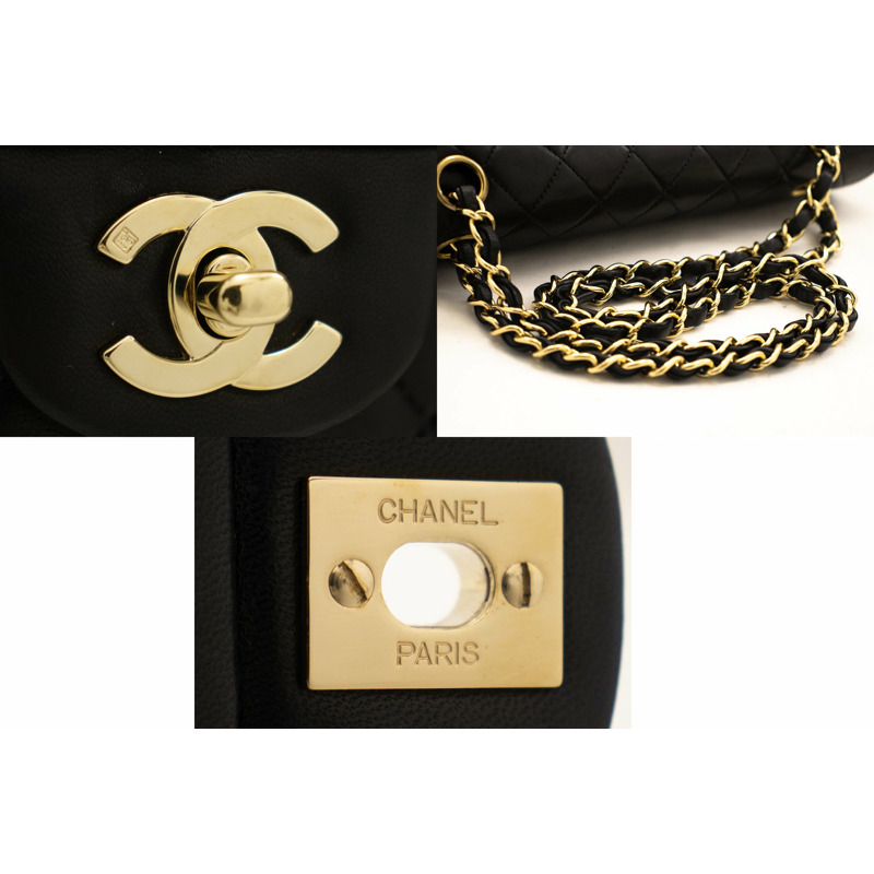 【日本直送】CHANEL 2.55 雙翻蓋中號鏈條單肩包黑色小羊皮-6