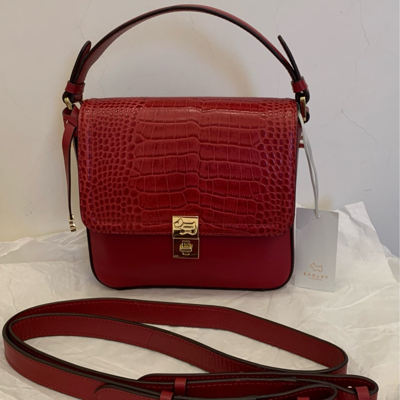 Radley 英國倫敦紅色鱷魚紋翻蓋包-0