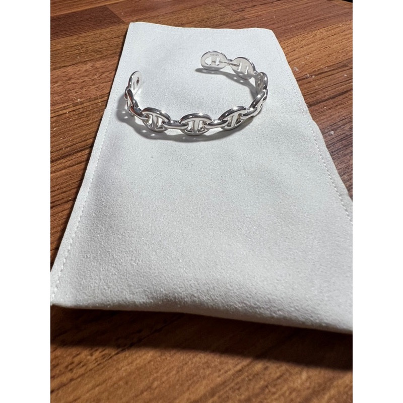 Hermes 愛馬仕 純銀豬鼻子SH號手環 開口式手環 銀飾-1