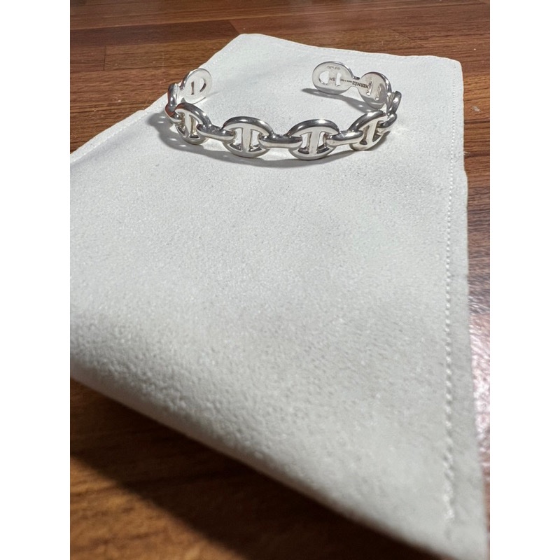 Hermes 愛馬仕 純銀豬鼻子SH號手環 開口式手環 銀飾-2