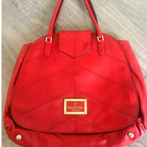 全新 valentino 真皮紅色手提包