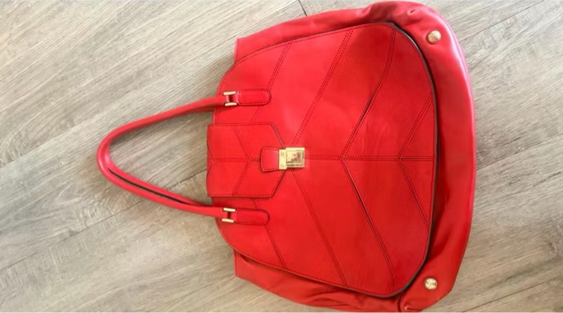 全新 valentino 真皮紅色手提包-1