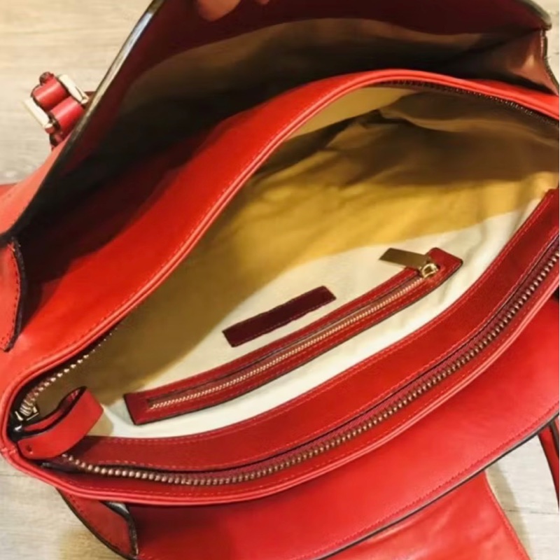 全新 valentino 真皮紅色手提包-2