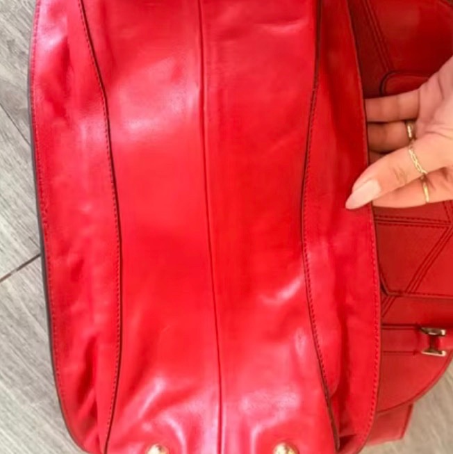 全新 valentino 真皮紅色手提包-3