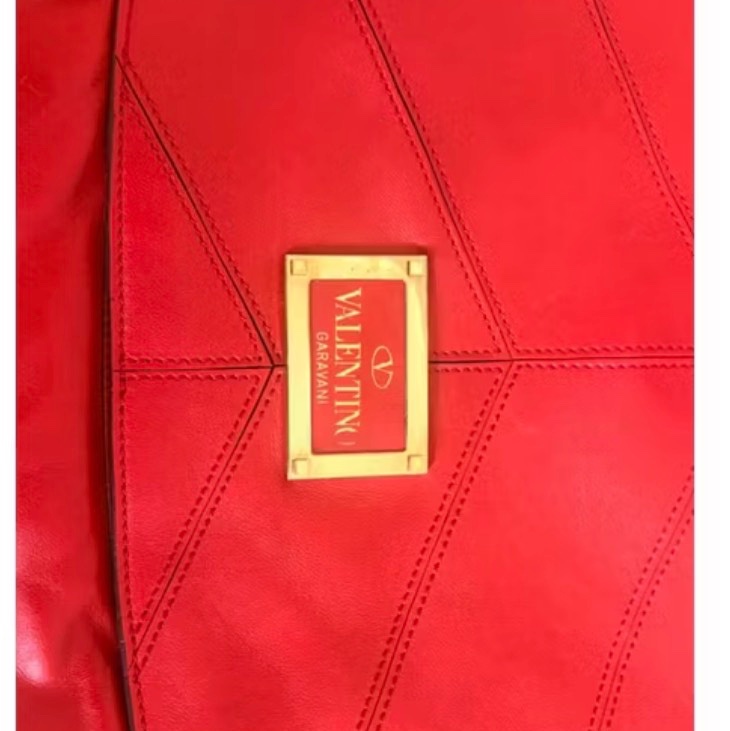 全新 valentino 真皮紅色手提包-5