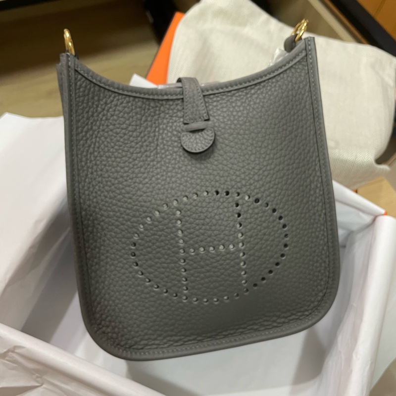 Hermès Mini Evelyne 積雨雲灰金扣-0