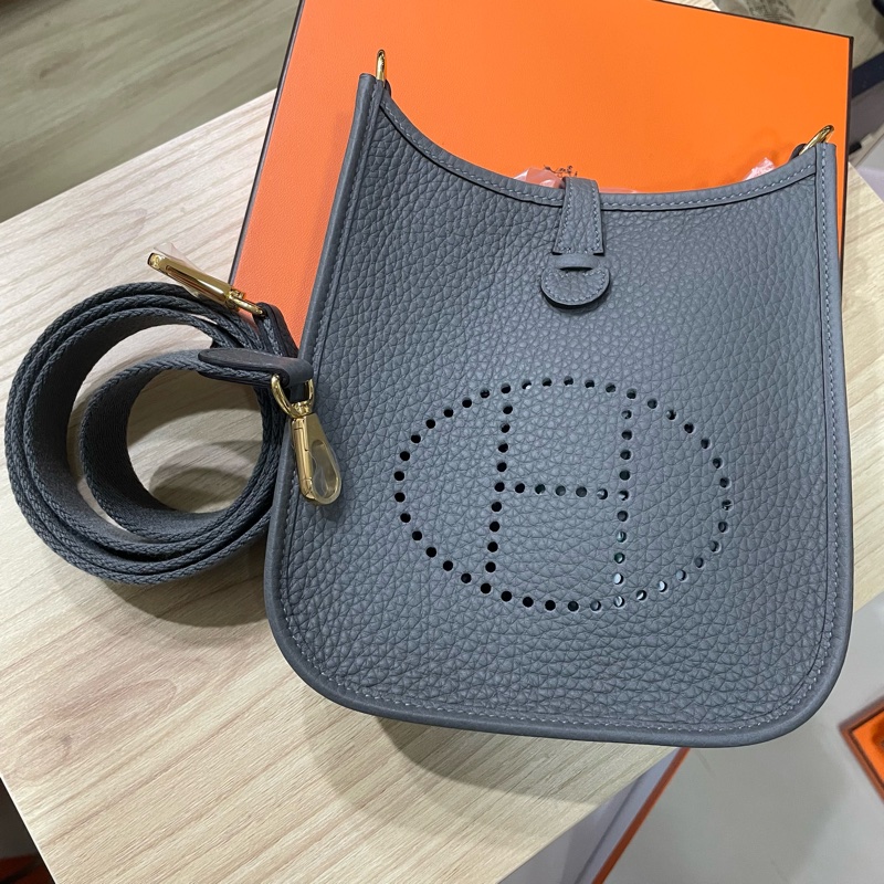Hermès Mini Evelyne 積雨雲灰金扣-4
