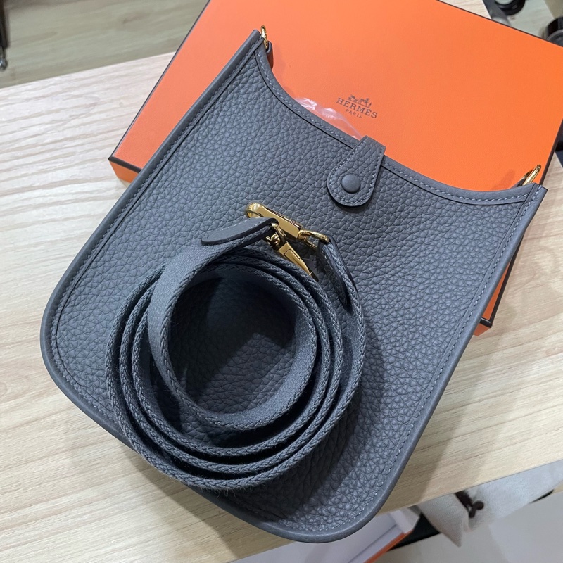 Hermès Mini Evelyne 積雨雲灰金扣-6