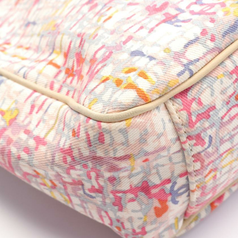 【日本直送】中古CHANEL[B]雙C標誌 手提包 托特包 粗花呢圖案 帆布 真皮 橡膠 米白色 粉色 多彩色 銀色五金 兩用款-5