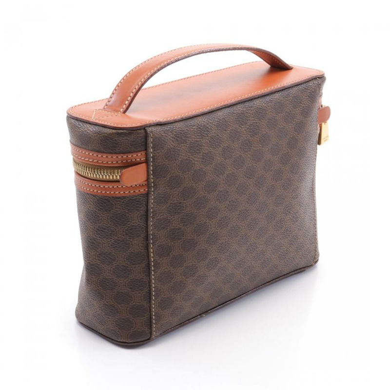 【日本直送】中古CELINE[B]Macadam 梳妝包 手提包 PVC 真皮 深棕色 棕色-1