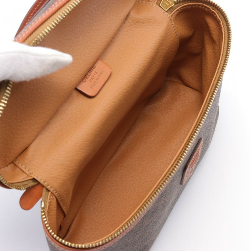 【日本直送】中古CELINE[B]Macadam 梳妝包 手提包 PVC 真皮 深棕色 棕色-2