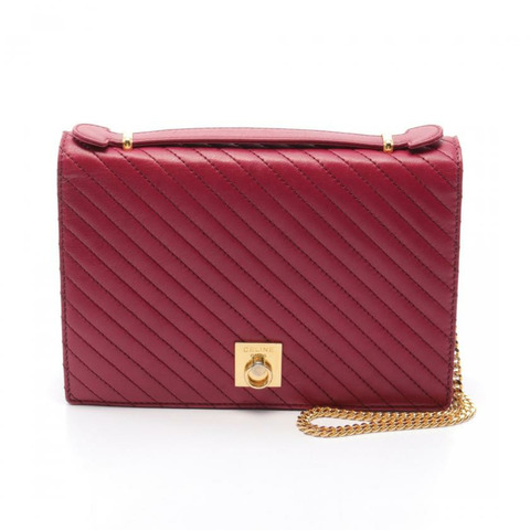【日本直送】中古CELINE[B]真皮手提包 粉紫色 Logo 兩用款