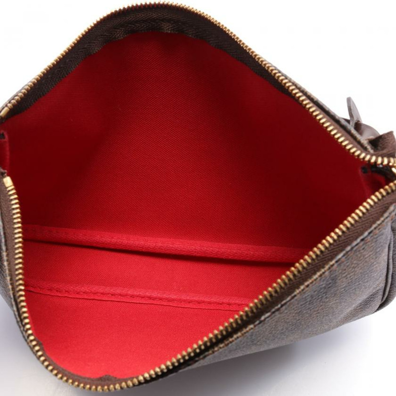 【日本直送】中古LOUIS VUITTON[AB]Pochette Accessoires  烏黑色棋盤格 手提包 PVC 真皮 棕色-2