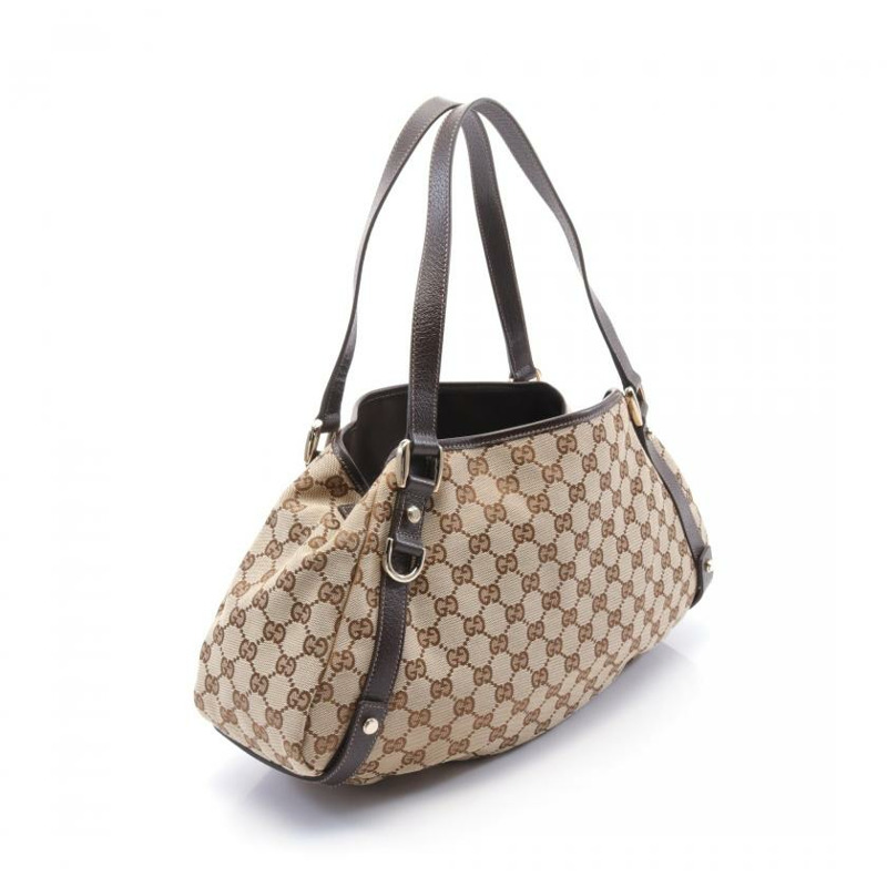 【日本直送】中古GUCCI[AB]ABBEY GG帆布 肩包 真皮 米色 深棕色-1