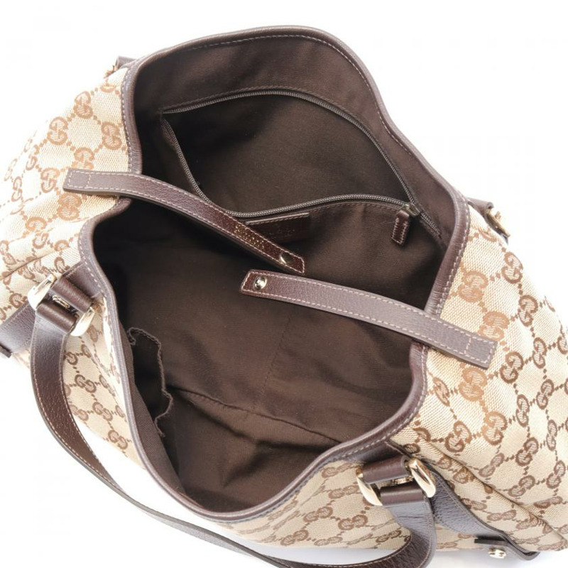 【日本直送】中古GUCCI[AB]ABBEY GG帆布 肩包 真皮 米色 深棕色-2