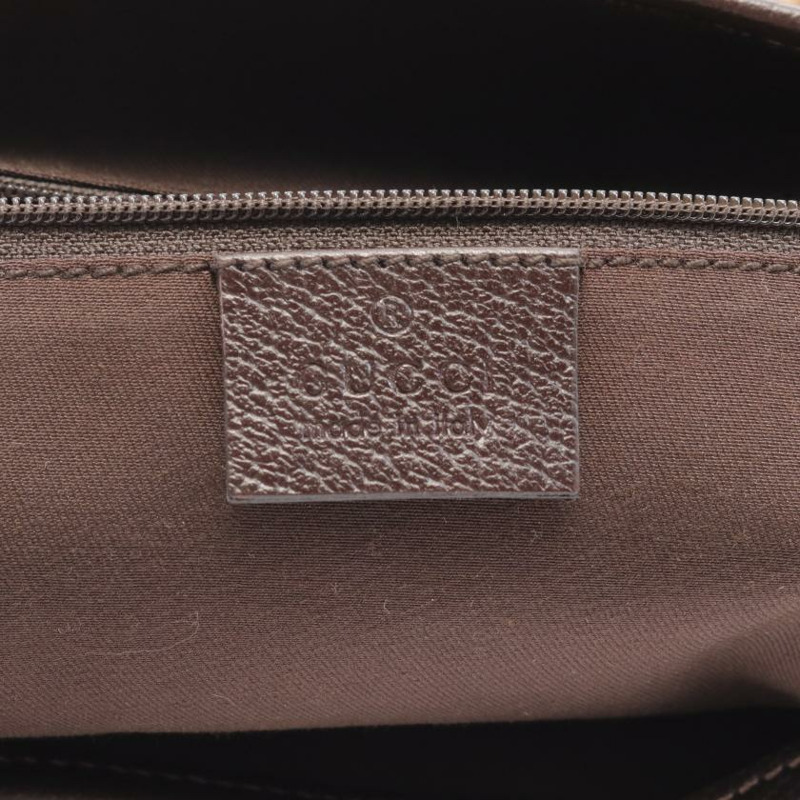 【日本直送】中古GUCCI[AB]ABBEY GG帆布 肩包 真皮 米色 深棕色-3