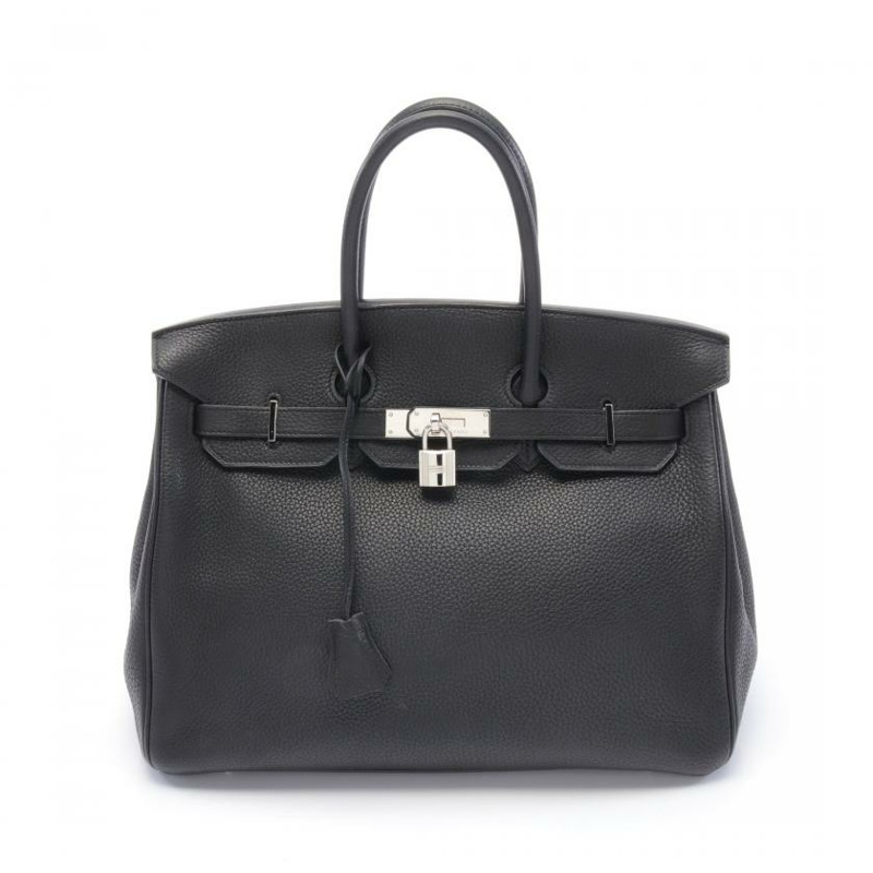 【日本直送】中古HERMES[B]Birkin 鉑金包35 手提包 Togo小公牛皮 黑色 銀色五金 □N刻印-0
