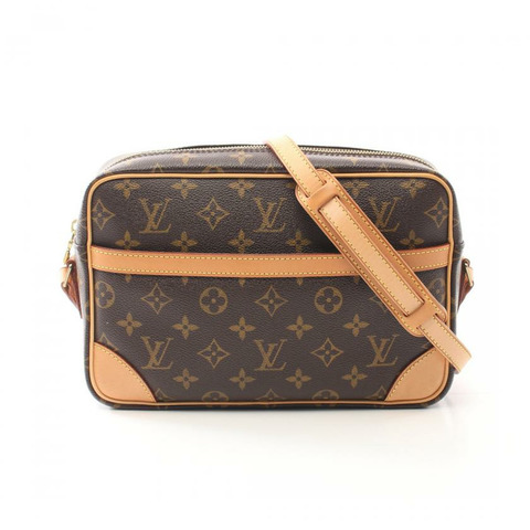 【日本直送】中古LOUIS VUITTON[AB]Trocadero27  老花肩包 PVC 真皮 棕色