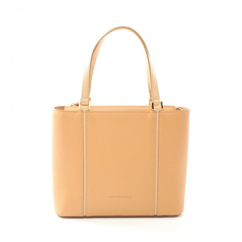 【日本直送】中古BURBERRY[AB]真皮手提包 米色 Logo壓花