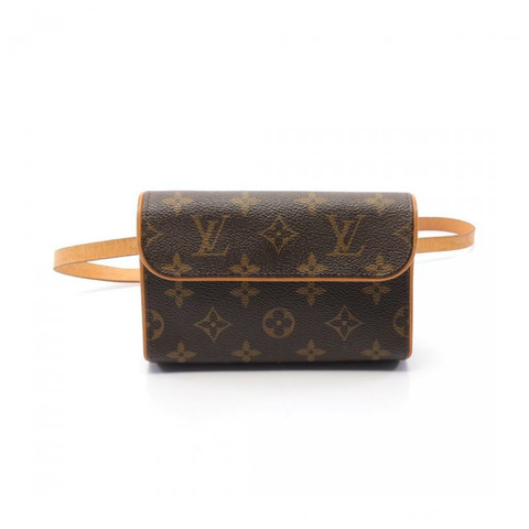 【日本直送】中古LOUIS VUITTON[B]PochetteFlorentine 老花 隨身包 腰包 PVC 真皮 棕色 腰帶(XS)