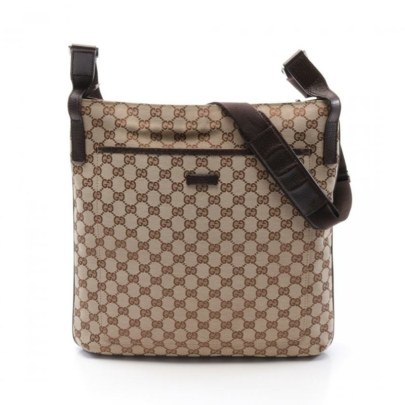 【日本直送】中古GUCCI[B]GG帆布 肩包 真皮 米色 棕色-0