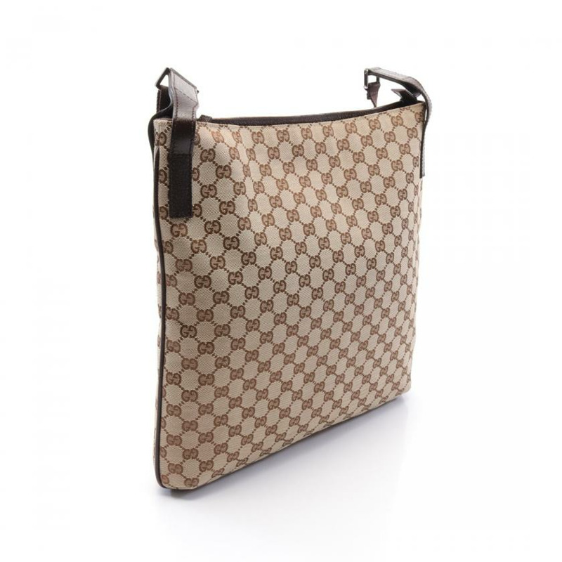 【日本直送】中古GUCCI[B]GG帆布 肩包 真皮 米色 棕色-1