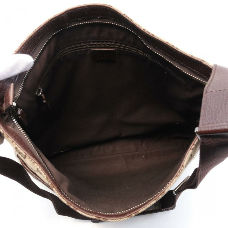 【日本直送】中古GUCCI[B]GG帆布 肩包 真皮 米色 棕色-2