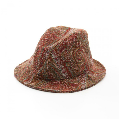 【日本直送】中古ETRO[B]帽子 羊毛 羊駝毛 紅棕色 棕黃色 多彩色 提花