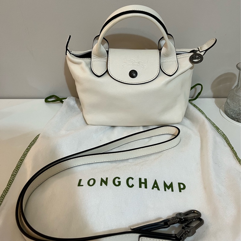 longchamp 小羊皮水餃包xs 白色-0