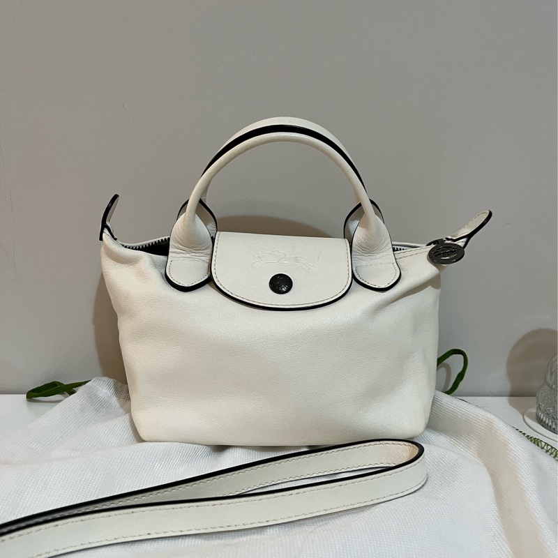 longchamp 小羊皮水餃包xs 白色-1