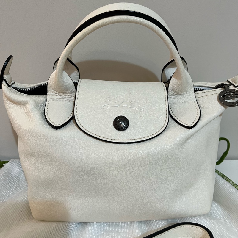 longchamp 小羊皮水餃包xs 白色-2