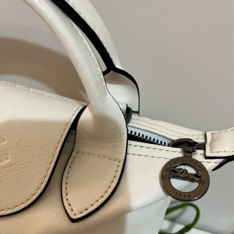longchamp 小羊皮水餃包xs 白色-3