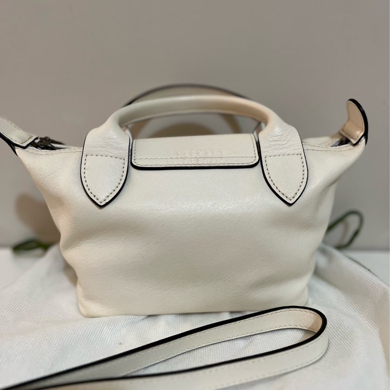 longchamp 小羊皮水餃包xs 白色-4