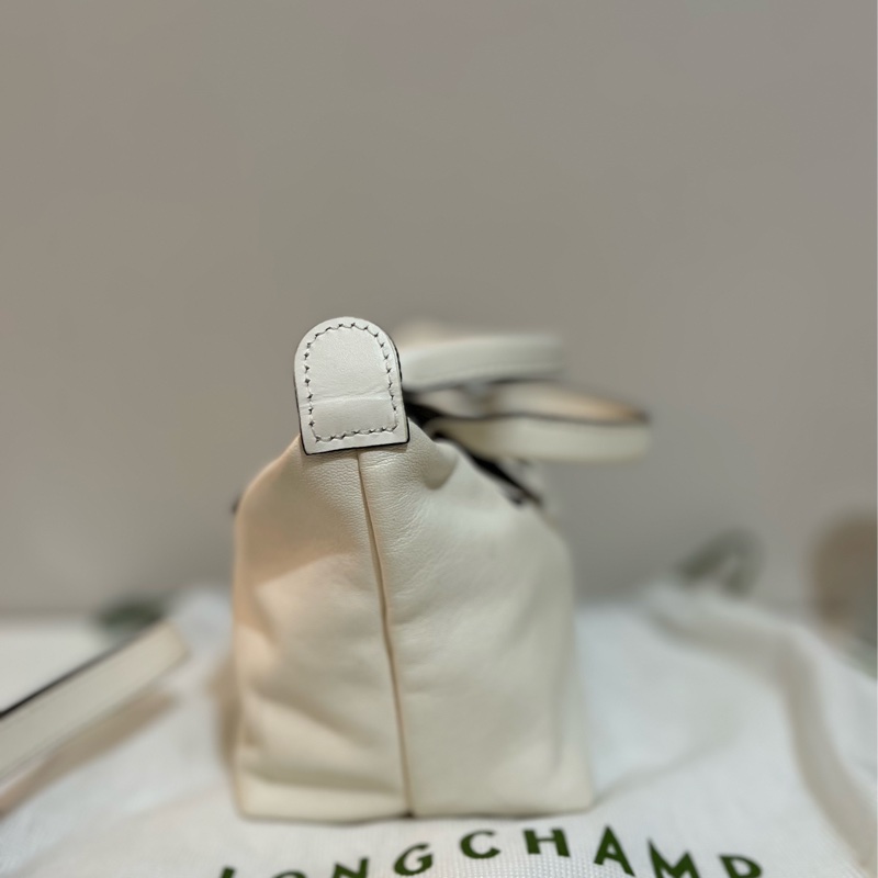 longchamp 小羊皮水餃包xs 白色-5