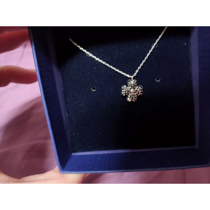 swarovski施華洛世奇四葉草黑水晶項鍊-0
